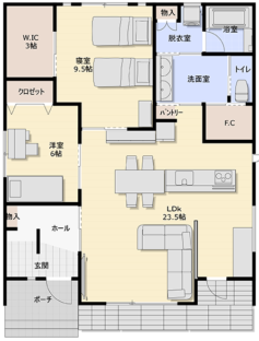 2DKの平屋プラン